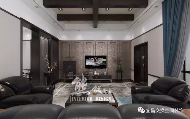 新中式客廳設(shè)計(jì)，其格調(diào)典雅質(zhì)樸，色彩穩(wěn)重成熟，布局陰陽協(xié)調(diào)，韻味濃烈悠長，充分體現(xiàn)了中國傳統(tǒng)美學(xué)的精神，散發(fā)出亦古亦今的層次之美。